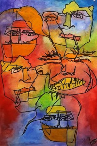 Faiza Bilgrami, Blind Contour Series, 15 x 23 inches, Mixed Media on Paper, Figurative Painting, AC-FZBLG-013